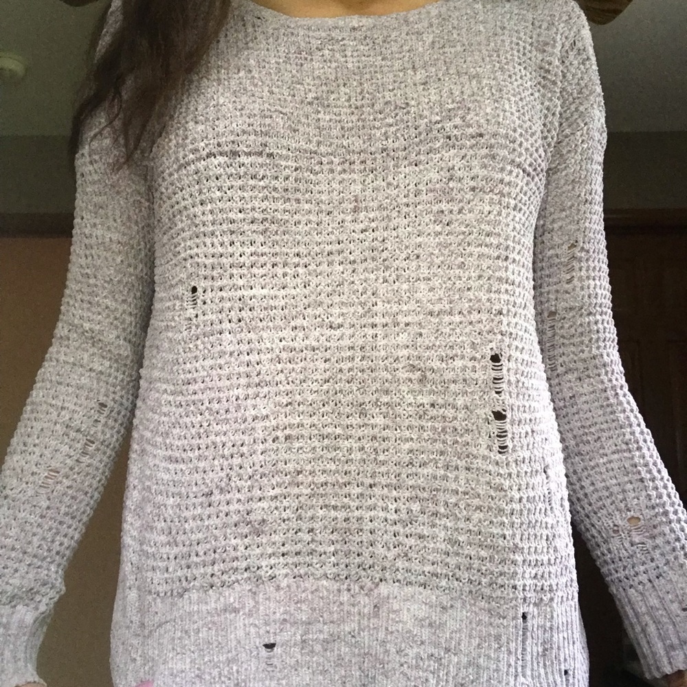 Lilac Distressed Sweater